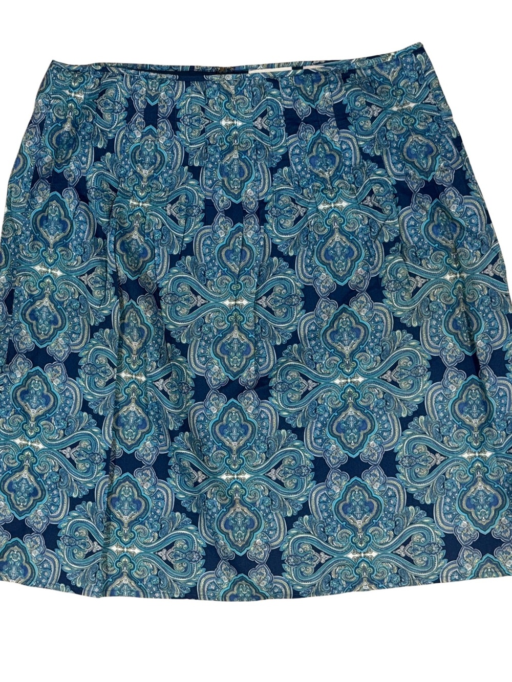 Liz Claiborne Blue Paisley Patterned Pleated Women's Mini Skirt